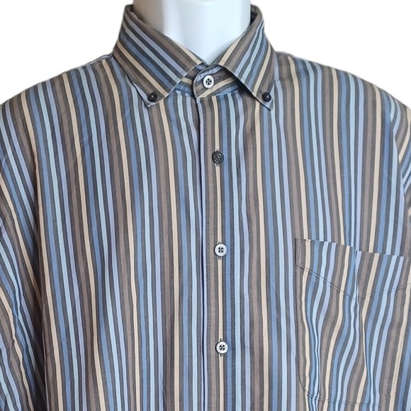 Alan Flusser Mens Striped Shirt XL Long Sleeve 100% Cotton Button Down‎ - Picture 2 of 6
